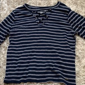 Longsleeve blue and white stripe Hollister top